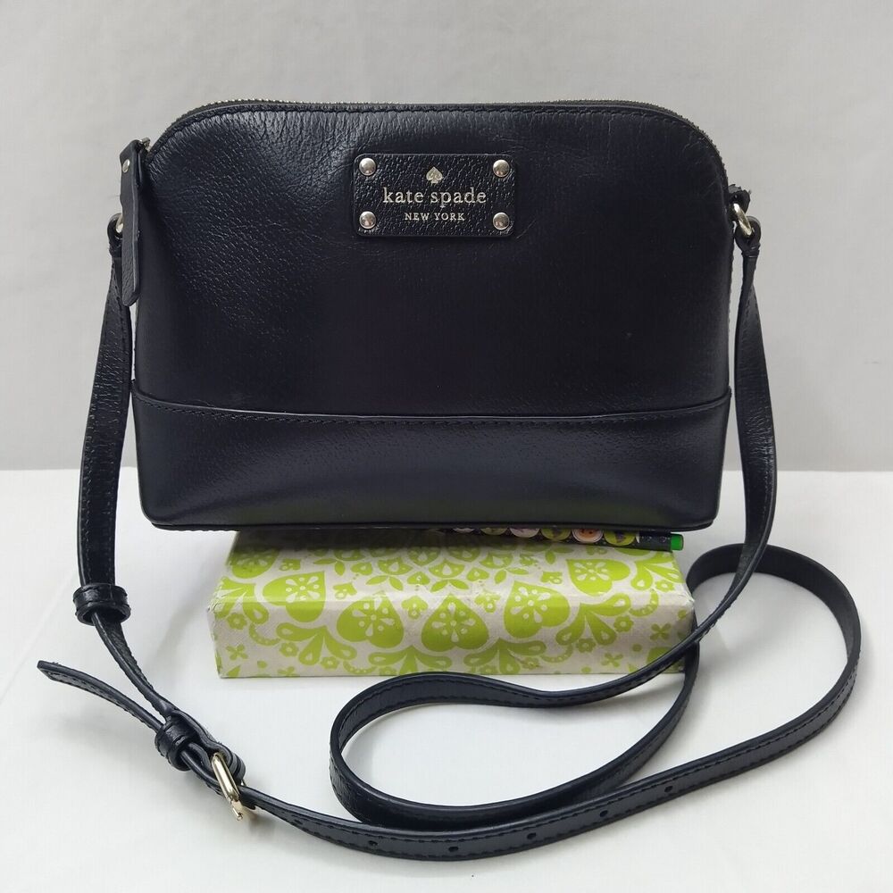 Kate Spade New York Black Leather Zipper Closure Small Crossbody Bag